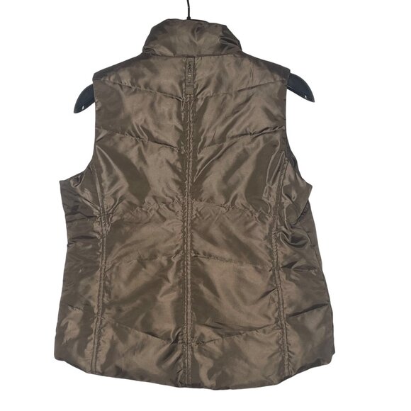 Lands' End Down Filled Full Zip Puffer Vest Brown Sz SM (6-8) Pockets - Picture 2 of 6